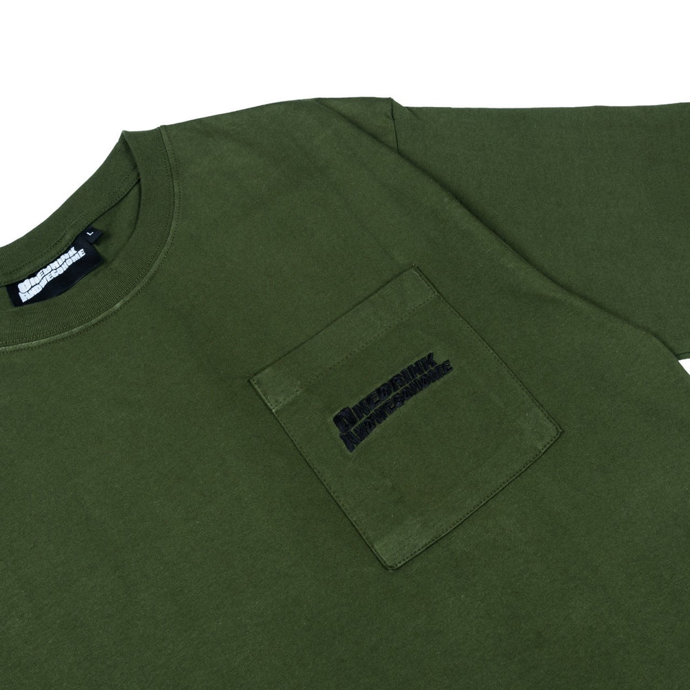 
                  
                    One Drink logo tee, olive green
                  
                