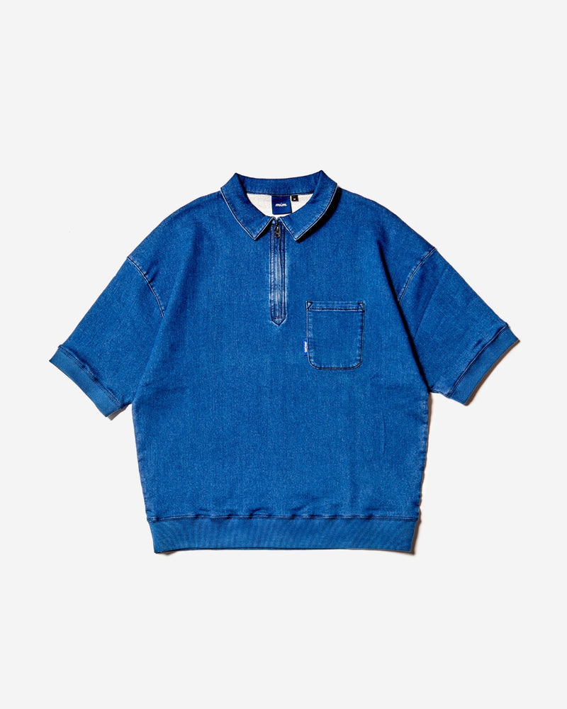 Sweat Denim Short Sleeve Shirt - Dark Navy