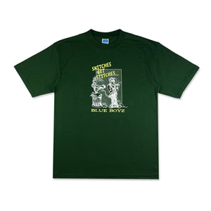 
                  
                    Snitches Get Stiches tee, green
                  
                