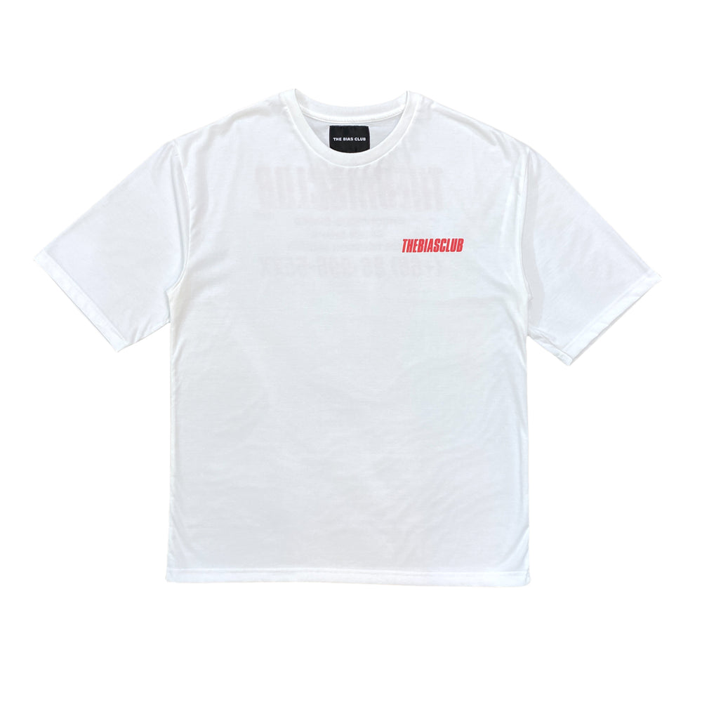 
                  
                    Text Me Back Logo Oversized Tee, White/Red
                  
                