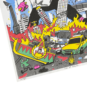 
                  
                    DEN x Brightside Fall of Babylon Risograph Print, Multi
                  
                