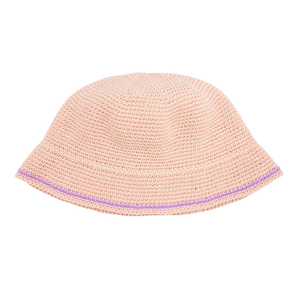 Summer Crochet Bucket Hat, Light Pink