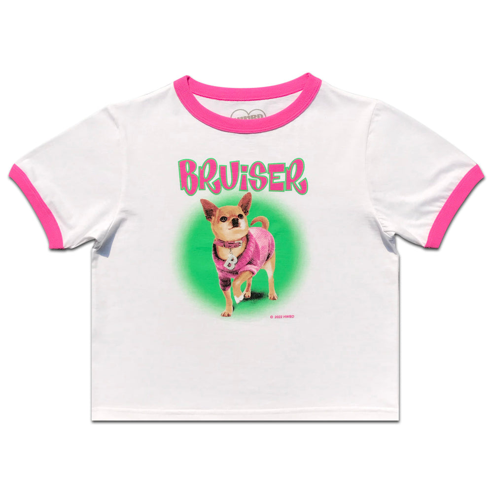 Bruiser Baby Ringer Tee, White/Pink