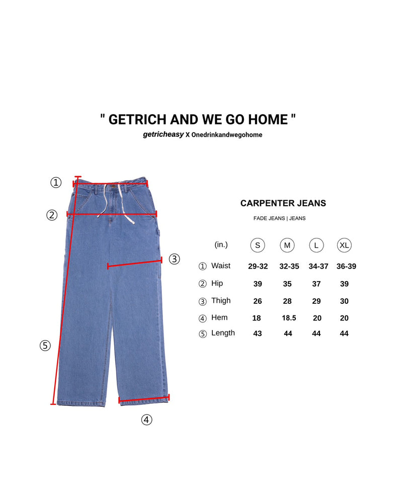 
                  
                    One Drink x Get Rich Easy Carpenter Pants, Washed Blue
                  
                
