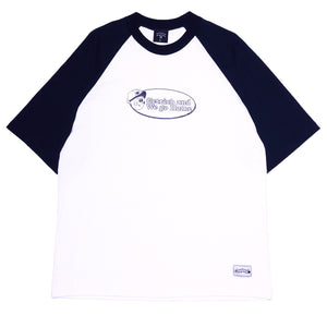 
                  
                    One Drink x Get Rich Easy Raglan Tee, Navy
                  
                