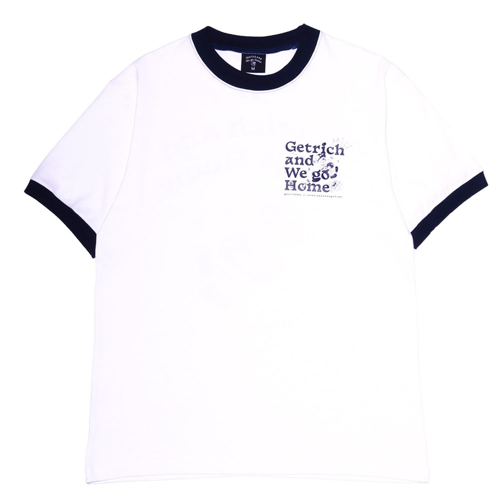 One Drink x Get Rich Easy Ringer Tee, Navy
