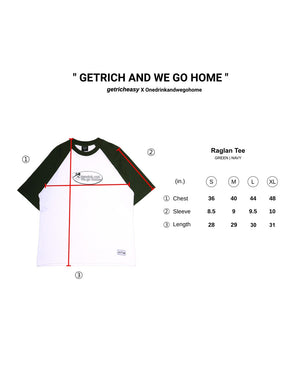 
                  
                    One Drink x Get Rich Easy Raglan Tee, Green
                  
                