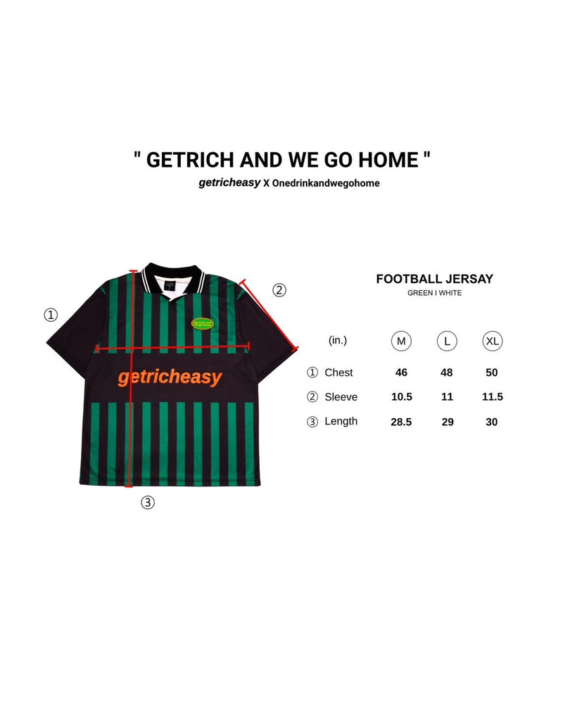 
                  
                    One Drink x Get Rich Easy Football Jersey, Green
                  
                