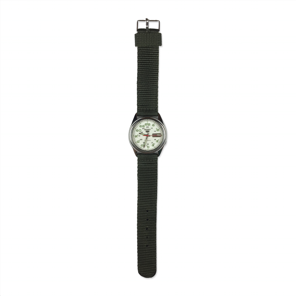 
                  
                    Seiko Thai Numerals Automatic Watch, Green Canvas Strap/White
                  
                